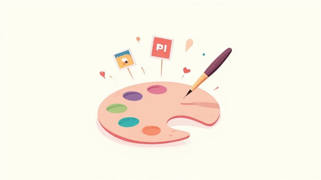 A designer and marketer collaborating in front of a screen showing different ad creatives and performance data.