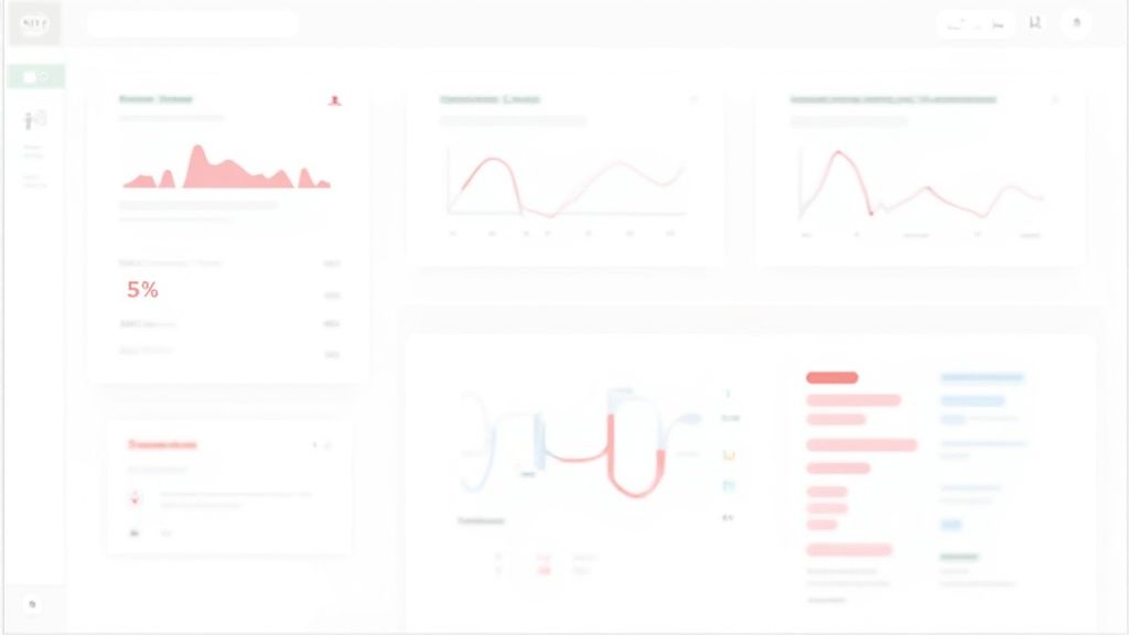 A clean, modern data analytics dashboard displaying various charts, metrics, and data visualizations.