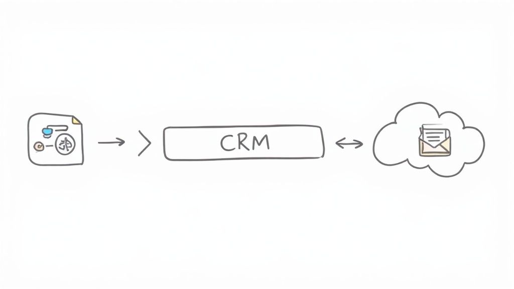 Developer using an API on a computer screen to connect different software applications